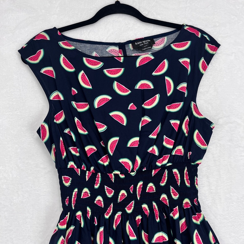 Kate Spade Watermelon Party Blaire Dress Womens Large Navy Blue KC389 - Picture 8 of 13